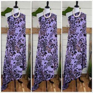 Purple/ Brown/Black Floral SARONG Pareo Lavalava Beach Wrap Skirt Summer Scarf